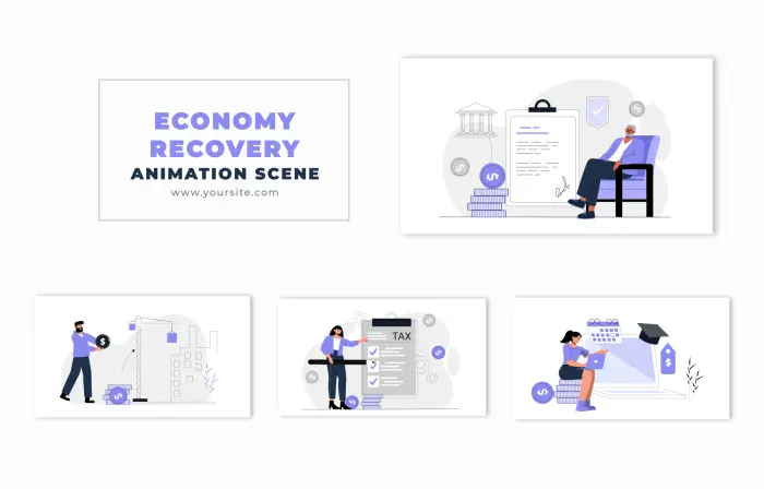 Economic Recovery Concept 2D Character Animation Scene